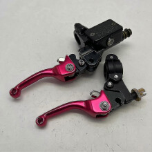 (red long)Motorcycle Folding Brake Clutch Lever With Front Pump Compatible with Crf Klx Yzf Rmz Dirt