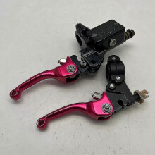 (red short)Motorcycle Folding Brake Clutch Lever With Front Pump Compatible with Crf Klx Yzf Rmz Dirt