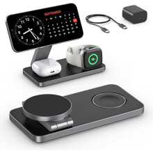 Keepro 3 in1 Wireless Charging Station for iPhone Magnetic Portable Fast Wireless Charger Stand for iPhone 16/15/14/13/12 AirPods Pro 3 2 Apple Watch