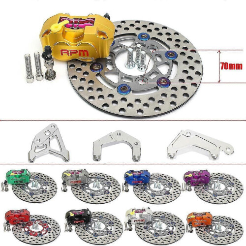 (Code 4mm)Motorcycle Brake Caliper 2 Piston Rpm 200mm Disc Floating Rotor 70mm Pitching Front Universal 1