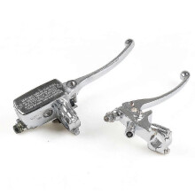 (Silver)Motorcycle 7/8" 22mm Handlebar Master Cylinder Hydraulic Brake Control With Clutch Lever