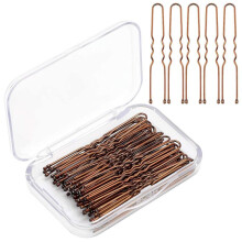 50pcs Hair Pins Kit U Shaped Hair Clips Secure Hold Bobby Pins Hair Clips for Women Girls And Hairdressing Salon (brown)