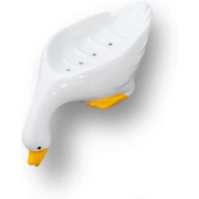 Ceramic Duck Soap Dish Self-Draining Soap Tray Duckbill Drain Soap Holder for Sink Top Shower Bathroom Kitchen (White)