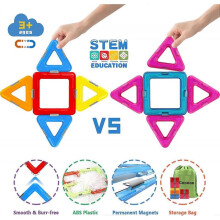 Upgraded Magnetic Blocks Tough Building Tiles STEM Toys for 3+ Year Old Boys and Girls Learning by Playing Games for Toddlers Kids Toys Compatible wit