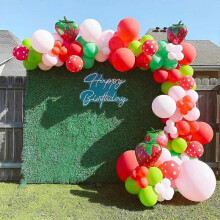 Strawberry Birthday Party Decorations 131pcs Strawberry Balloons Garland Arch Kit for Baby Shower and Girls Berry First Theme Birthday Party Decoratio