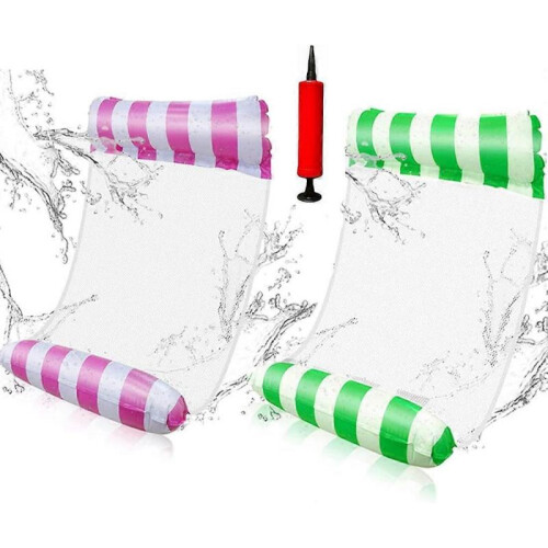 Swimming hammock-1pcs stripe-rose red (send pump) 1pcs stripe-green (send pump)