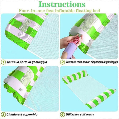 Swimming hammock-1pcs stripe-rose red (send pump) 1pcs stripe-green (send pump) 2