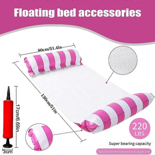 Swimming hammock-1pcs stripe-rose red (send pump) 1pcs stripe-green (send pump) 1