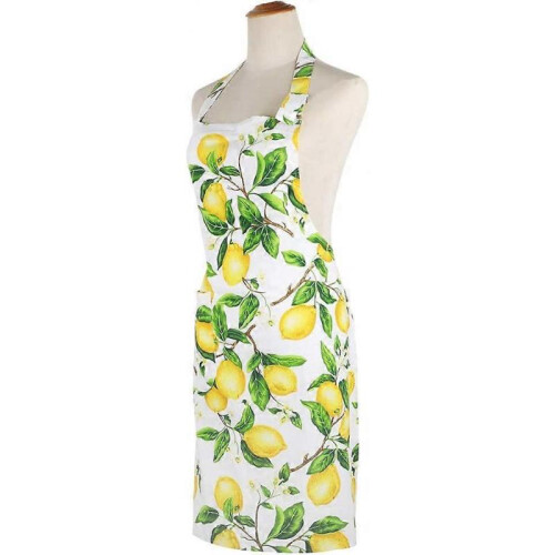 Thin Lemon Cotton Women's Apron Adjustable Cooking Baking Apron with Pocket 1
