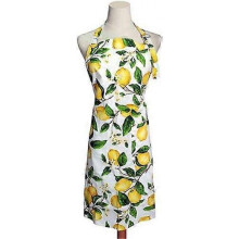 Thin Lemon Cotton Women's Apron Adjustable Cooking Baking Apron with Pocket