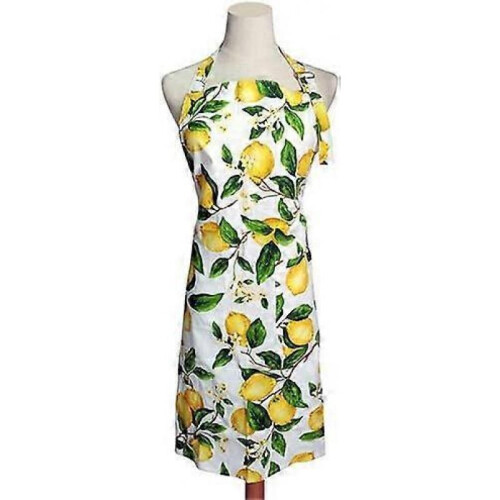 Thin Lemon Cotton Women's Apron Adjustable Cooking Baking Apron with Pocket