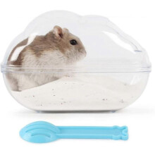 Hamster Sand Bath Container Large Transparent Plastic Toilet with Scoop Set for Small Pet Animals Cage Accessories