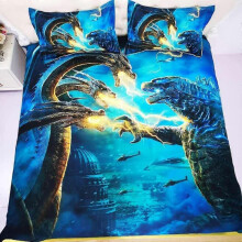 3D Flying Dragon Bedding Set for Kids Mythical Print Comforter Cover with 2 Pillow Shams(Not Comforter) (Godzilla, Full) Godzilla Full