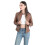 (S, Brown) Womens Casual Zipper Down Stand Collar Leather Jacket 4