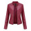 (L, Red) Womens Casual Zipper Down Stand Collar Leather Jacket 2