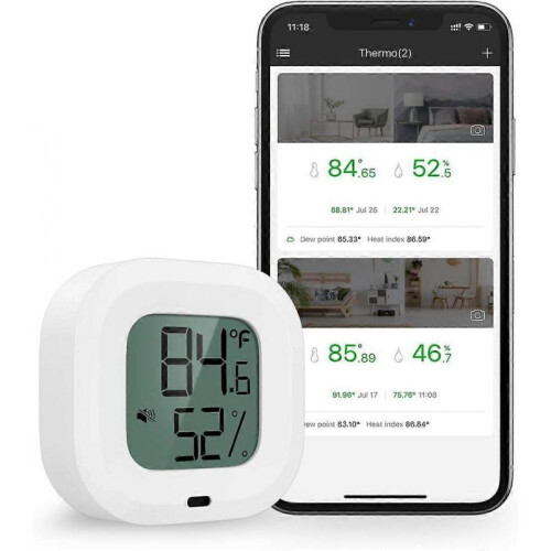 2 Pieces Bluetooth Hygrometer Thermometer, Humidity Temperature Sensor with Data Export,Christmas Gift 2