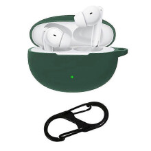 (OPPO Enco Air3 Pro, Dark green) For OPPO Enco Air3 Pro Shockproof Case Silicone Anti-Lost Earphone Cover with Buckle