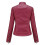 (M, Red) Womens Casual Zipper Down Stand Collar Leather Jacket 3