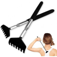 2 Black Back Scrapers Made Of High Quality Stainless Steel, with An Extendable Rod Extendable Up To 68cm Compatible with Scratching The Head And Back