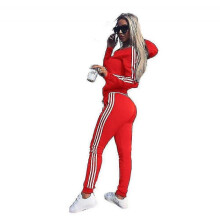 (XL UK 12-14, Red) Womens 2 Pcs Athleisure Sports Wear Tracksuit Hoodie Pants Set