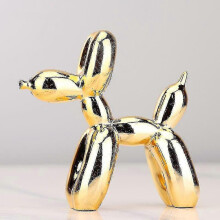 (Gold) Nordic Resin Dog Craft Electroplating Balloon Dog Sculpture Home Decorations Modern Living Room Desktop Ornament