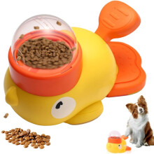 (Yellow) 2-in-1 Interactive Dog Puzzle Toy & Slow Feeder, Fun Treat Dispenser for Small & Medium Dogs, Anti-Gulping Duck-Shaped Design, Anti-Gulping Bowl