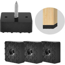 20 Black Furniture Feet Square Rubber Feet Foot Caps for Garden Chairs Suitable for All Types Of Furniture, Non-slip, Keep Away From Wet Floors Protec