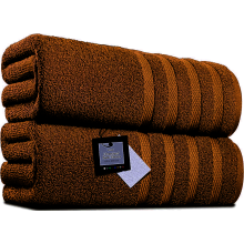 2 X Big Super Jumbo Bath Sheets -100 x 200 cm- Egyptian Cotton Soft XXL Bath Towels (Brown)