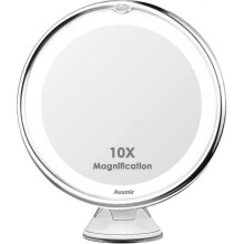 10x Magnifying Mirror, Travel Led Lighted Makeup Mirror with Suction Cup, Portable Wall-mounted Magnifying Mirror, 360 Rotation, Ideal Tabletop Mirror