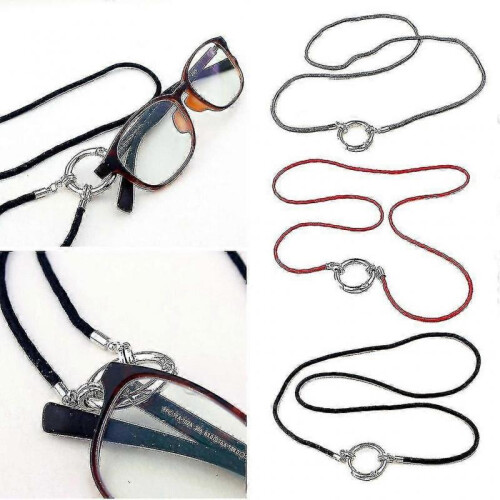 (Red) Eyeglass Necklace Glasses Holder Chain And Loop Strap Cord With Metal Loop 2