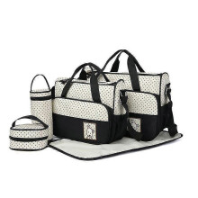 (Black) 5 Piece Baby Changing Bag Baby Bag Mother's Diaper Bag Handbag Shoulder Bag Bottle Holder With Changing Pad