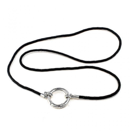 (Black)Eyeglass Necklace Glasses Holder Chain And Loop Strap Cord With Metal Loop