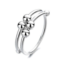 Women Rotatable Fidget Beads Rings Single Coil Spinner Beads Ring Anti Stress Anxiety Opening Peace Ring Jewelry