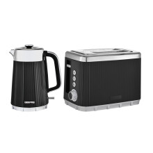 (Black) GEEPAS 1.7L Electric Kettle & 2 Slice Toaster Kitchen Combo Set