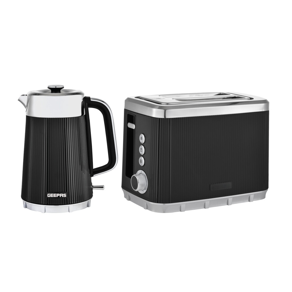 Geepas (Black) 1.7L Electric Kettle & 2 Slice Toaster Kitchen Combo Set