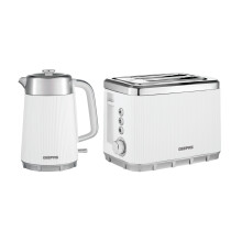 (White) GEEPAS 1.7L Electric Kettle & 2 Slice Toaster Kitchen Combo Set