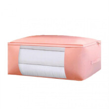 (L, Coral Pink) Home Quilt Storage Bag Non-woven Dust-proof Large Capacity Clothes Organizer