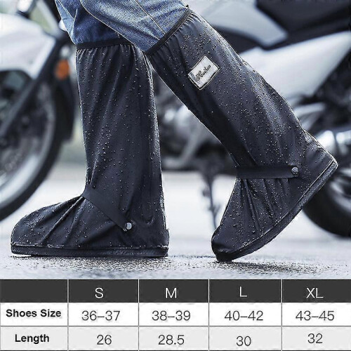(XL, Black) Black Waterproof Rain Boot Shoe Cover With Reflector 1