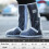 (L, White) Black Waterproof Rain Boot Shoe Cover With Reflector 2