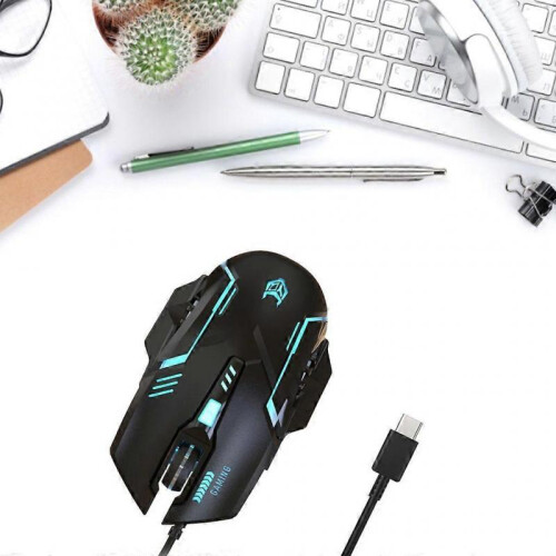 USB C Mouse with Adjustable Sensitivity 3600DPI Backlit for Windows PC TypeC 1