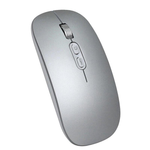 (Silver) One Button Desktop Wireless Mouse BT5.1+2.4G Optical Mouse Gift for Unisex