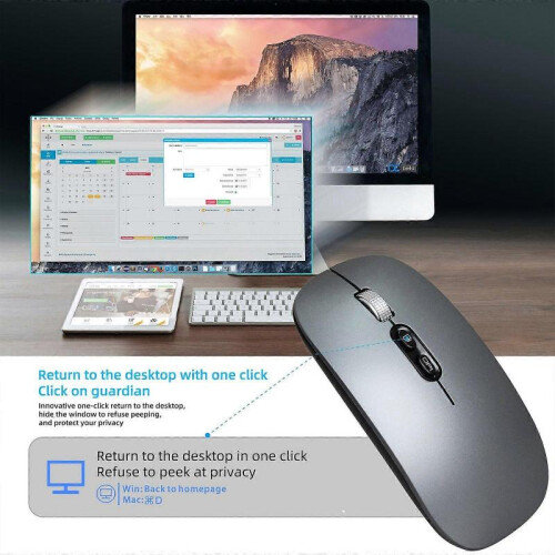 (Silver) One Button Desktop Wireless Mouse BT5.1+2.4G Optical Mouse Gift for Unisex 1