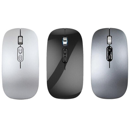 (Silver) One Button Desktop Wireless Mouse BT5.1+2.4G Optical Mouse Gift for Unisex 2