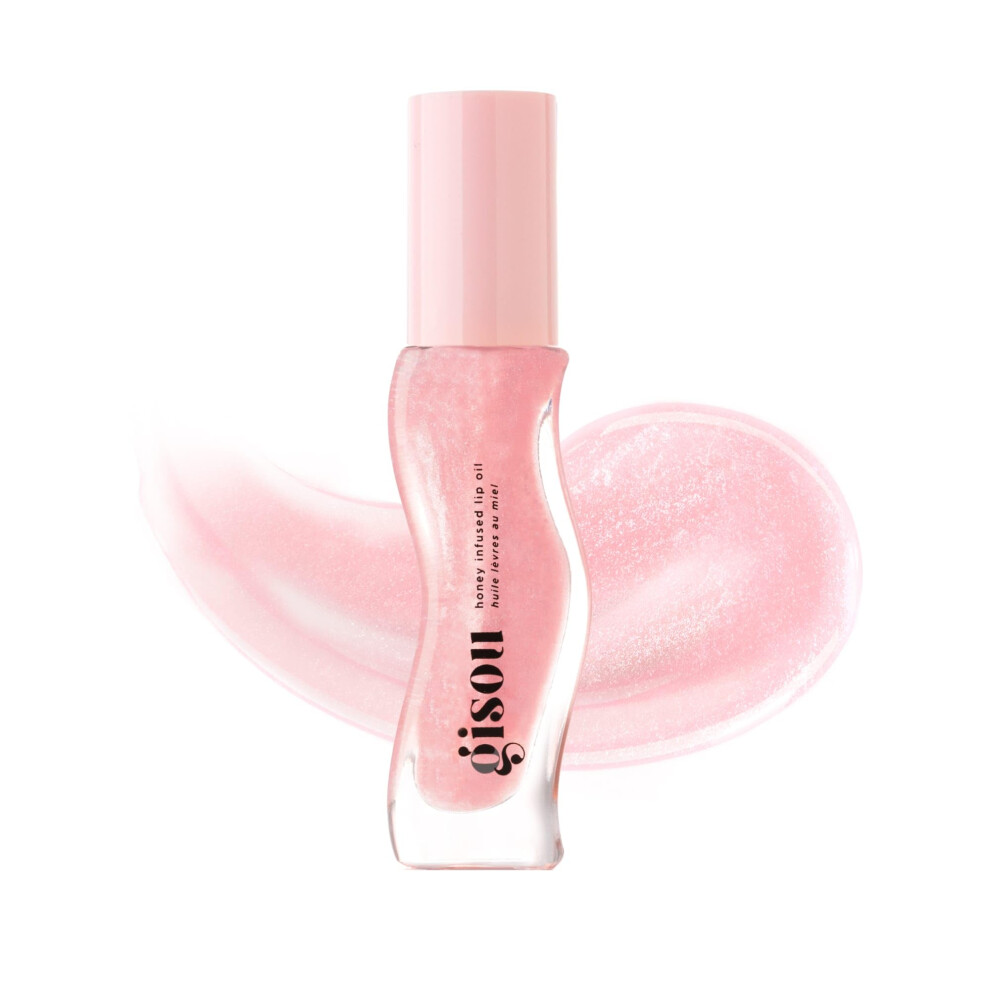 Gisou Pink Honey Infused Hydrating Lip Oil Nourishing Lip Moisturizer For Dry Lips High Shine Smooth Finish Clear Shimmer Shade Fresh Waterm