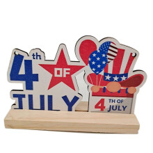 (Number 2) Happy American Independence Day Ornament Wind Bottle Wooden Letters Pendant for United State National Day July 4th