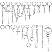 20 Pcs Huggie Hoop Earrings Stainless Steel Hinged Feather Earrings for Friends