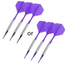 (Silver Dart Barrels, Purple) 3pcs 17g Soft Tip Darts Sports Entertainment Copper Dart Body Nylon Rod Flight