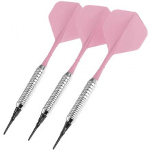 (Silver Dart Barrels, Pink) 3pcs 17g Soft Tip Darts Sports Entertainment Copper Dart Body Nylon Rod Flight