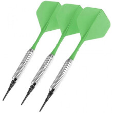 (Silver Dart Barrels, Green) 3pcs 17g Soft Tip Darts Sports Entertainment Copper Dart Body Nylon Rod Flight