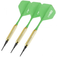 (Golden Dart Barrels, Green) 3pcs 17g Soft Tip Darts Sports Entertainment Copper Dart Body Nylon Rod Flight